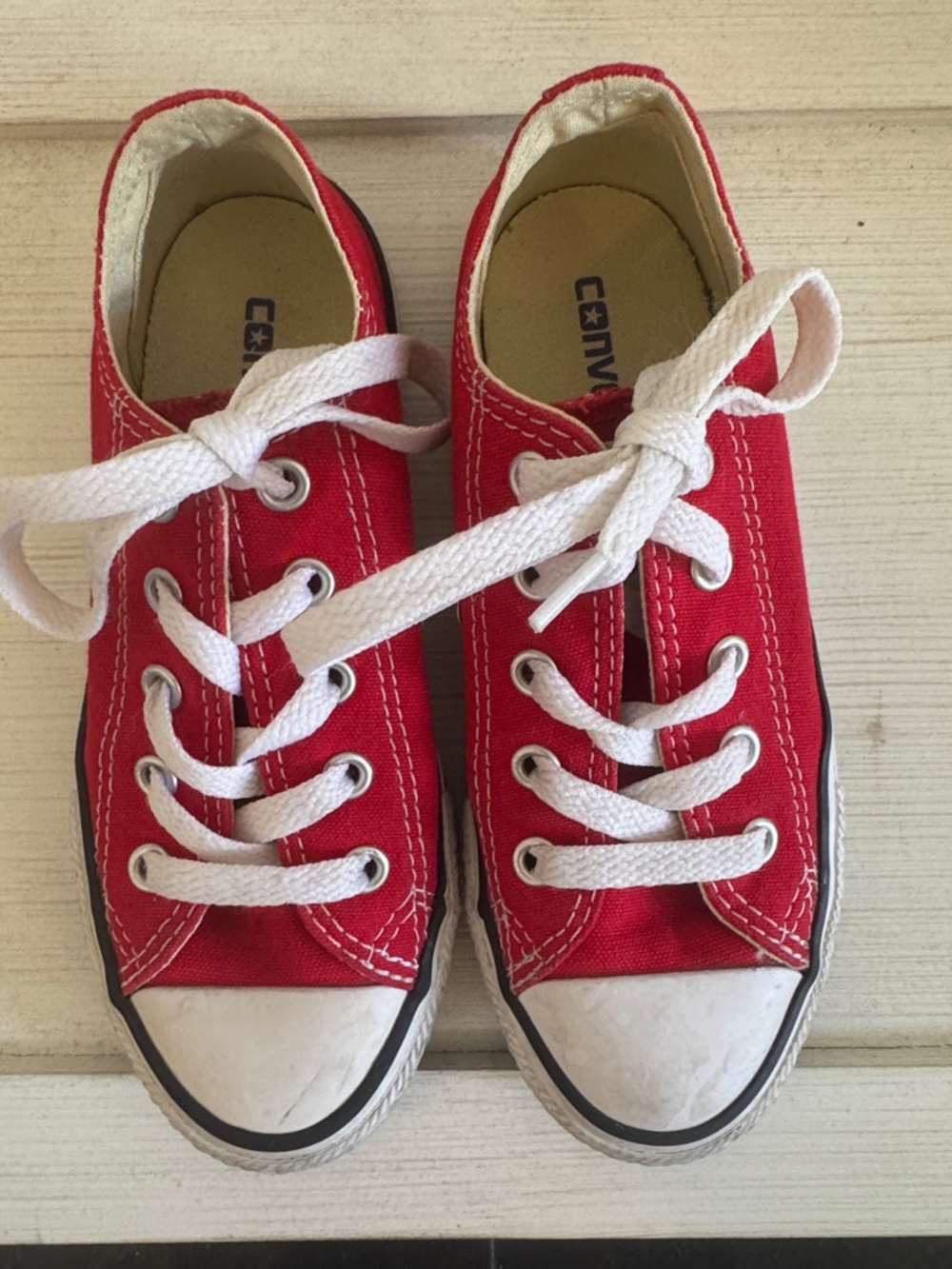 Converse Kids Red Canvas Low-Top Sneakers with White Laces